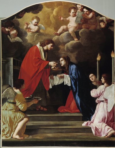 De communie van de Maagd door Giacinto Gimignani or Gemignano