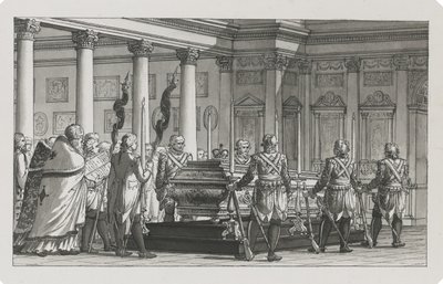 De keizer Paul I opgebaard met een erewacht door Giacomo Antonio Domenico Quarenghi