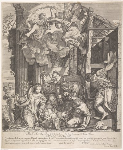 Aanbidding door de herders door Giacomo Barri