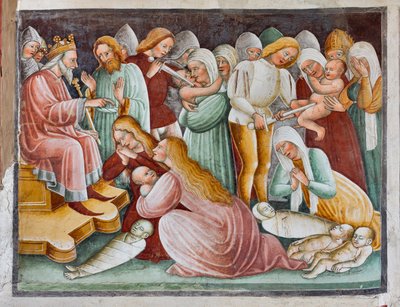 Herodes en de Kindermoord, detail uit het Leven van Jezus door Giacomo Borlone de Buschis