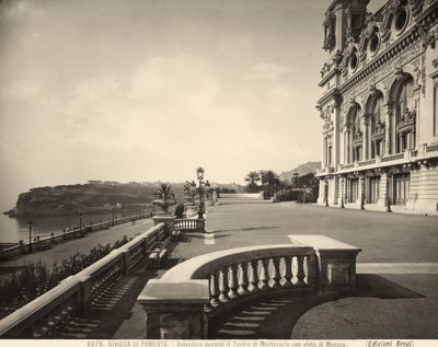 Uitzicht voor het Montecarlo Casino, Monaco in de verte door Giacomo Brogi