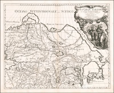 1683 kaart van Groot-Tartarije door Giacomo Cantelli da Vignola door Giacomo Cantelli