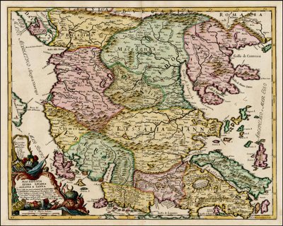 1684 kaart van Macedonië en Thessalië door Giacomo Cantelli da Vignola door Giacomo Cantelli