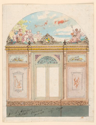 Tekening, geschilderde wanddecoratie, 1870 door Giacomo Casa