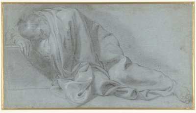 Studie van een op de grond ingeslapen mannelijk model door Giacomo Cavedone