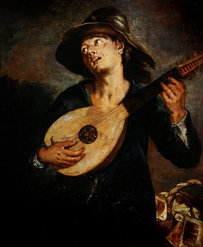 Zanger met een luit door Giacomo Francesco Cipper
