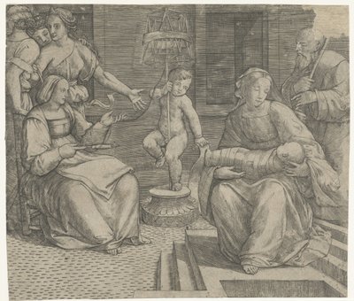 Heilige Familie met Elisabeth en Johannes de Doper door Giacomo Francia