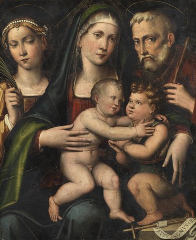 Heilige Familie met de Heilige Johannes de Doper en de Heilige Catharina door Giacomo Francia