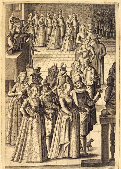 Adel op een receptie, gravure door Giacomo Franco