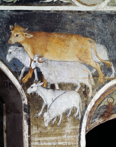 Vee, detail uit fresco door Giacomo Jaquerio (1375-1453), abdij van St. Antonius van Ranverso, Buttigliera Alta, Piëmont, Italië door Giacomo Jaquerio