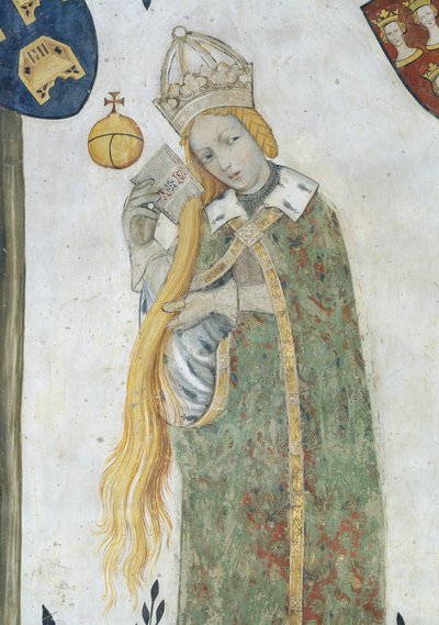 De Negen Waardigen en de Negen Waardige Vrouwen, detail van Ethiope die haar haar kamt door Giacomo Jaquerio