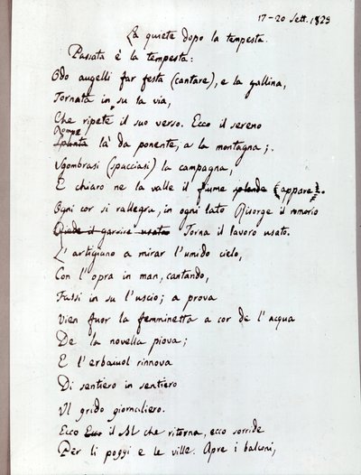 Manuscript van het gedicht 