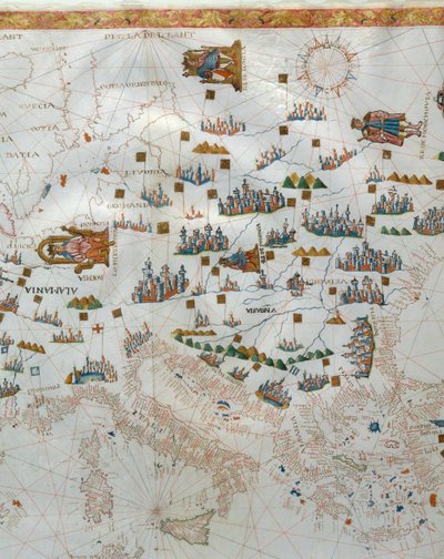 Een Nautische Kaart, detail van West-Europa, 1564 door Giacomo Maggiolo