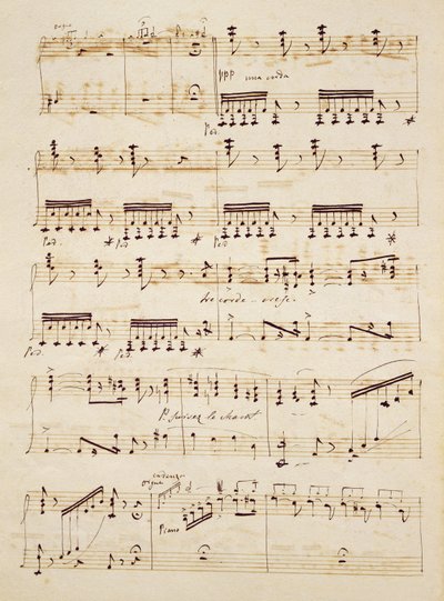 Manuscriptpagina uit de partituur van 
