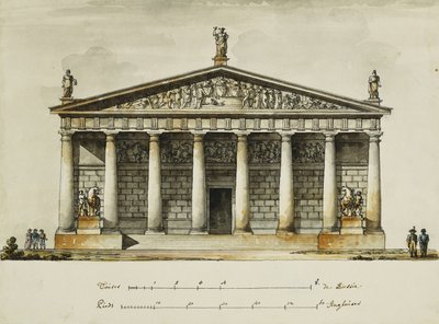 Ontwerpen voor de rijschool van de Horse Guards, St. Petersburg: Elevaties, sectie en grondplan door Giacomo Quarenghi