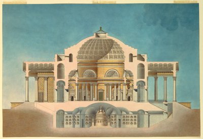 Tekening voor een Oratorium (Gedenkkapel) door Giacomo Quarenghi