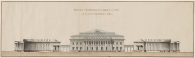 Geometrische Elevatie van het Vredesplein en de Façade van het Operahuis door Giacomo Quarenghi