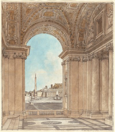 Het Piazza van Sint-Pieter Gezien door een Boog van de Basiliek door Giacomo Quarenghi