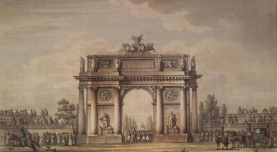 Uitzicht op de Narva-poorten in Sint-Petersburg met tribunes voor toeschouwers door Giacomo Quarenghi