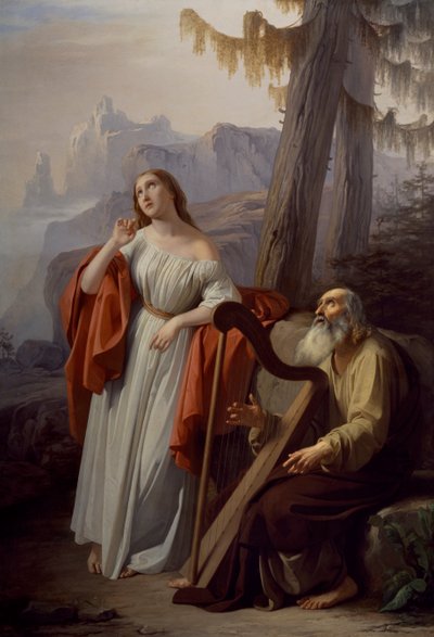 Ossian zingt heldendaden van Carthon aan Malvina door Giacomo Trecourt