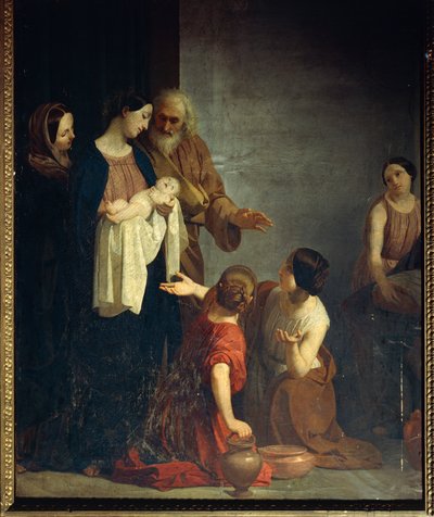 Schilderij door Giacomo Trecourt, de Geboorte van de Maagd Maria door Giacomo Trecourt