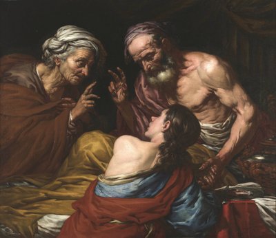 Isaak zegent Jakob door Giambattista Langetti