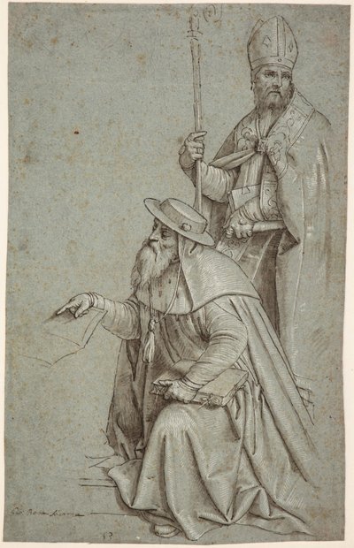 De heilige Hiëronymus en de heilige Augustinus / Ambrosius door Giambattista Moroni