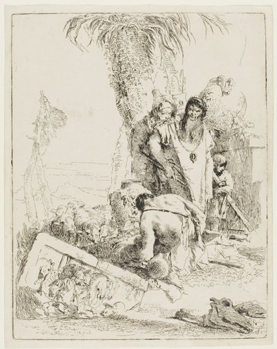 Een herder met twee magiërs, uit Scherzi door Giambattista Tiepolo