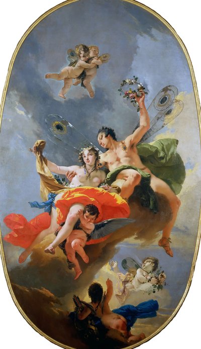 De triomf van Zephyr en Flora door Giambattista Tiepolo