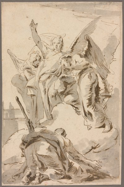 Drie engelen verschijnen aan Abraham door Giambattista Tiepolo