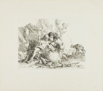 Twee Tovenaars en een Kind, uit Scherzi door Giambattista Tiepolo