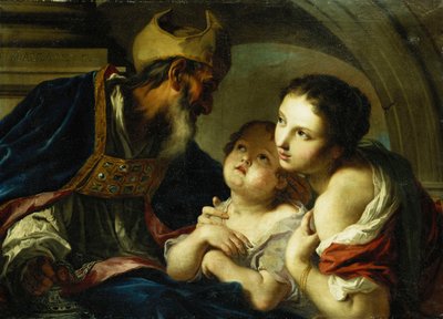 Sint Nicolaas van Bari met twee kinderen door Giambettino Cignaroli