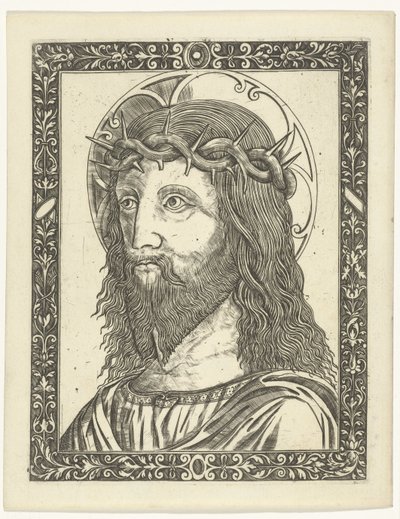 Hoofd van Christus met doornenkroon in omlijsting door Giampietrino Birago (attributed to)
