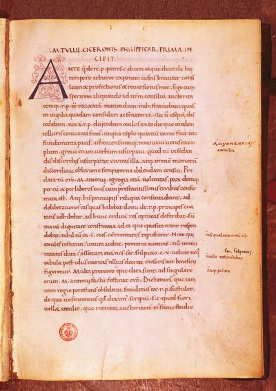 Afschrift van Marcus Tullius Cicero door Gian Francesco Poggio Bracciolini