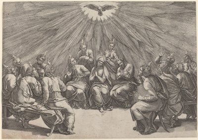 Pinksteren door Gian Jacopo Caraglio after Raphael