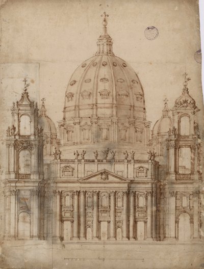 Alternatief voorstel voor de gevel van de Basiliek van Sint-Pieter in het Vaticaan door Gian Lorenzo Bernini