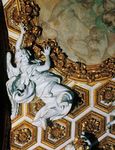 Detail van barokke stijl decoratie, Kerk van Sint-Andreaskerk op Quirinaal, architect Gian Lorenzo Bernini, Rome door Gian Lorenzo Bernini