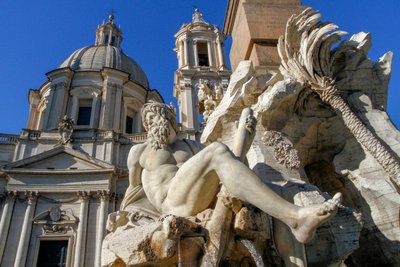 Personificatie van de rivier de Ganges, detail van de Fontein van de Vier Rivieren door Gian Lorenzo Bernini