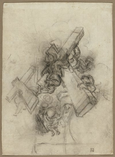 Putti die het kruis dragen (recto); Studies van een hand (verso) door Gian Lorenzo Bernini