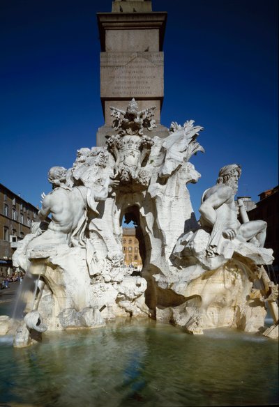 Uitzicht op de Fontein van de Vier Rivieren door Gian Lorenzo Bernini