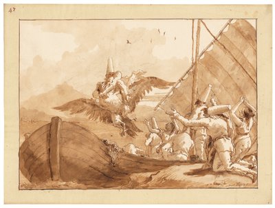 Punchinello meegenomen door een adelaar door Giandomenico (1727 1804) Tiepolo