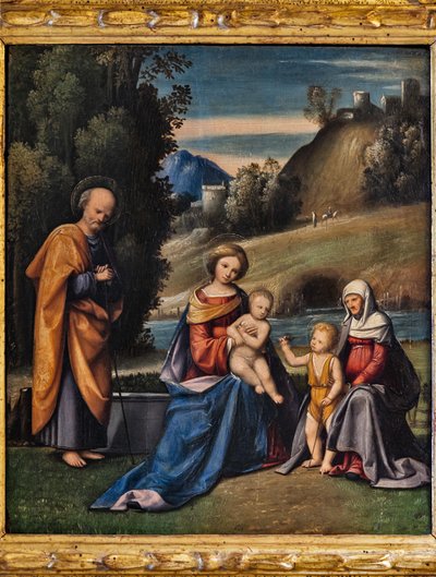 Heilige Familie met heiligen, Kind St. Johannes en St. Elizabeth in een landschap door Giandomenico (1727 1804) Tiepolo