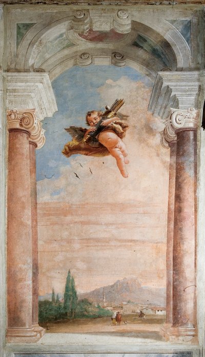 Landschap met Cupido, uit de Kamer van de Ilias in de Palazzina door Giovanni Domenico Tiepolo