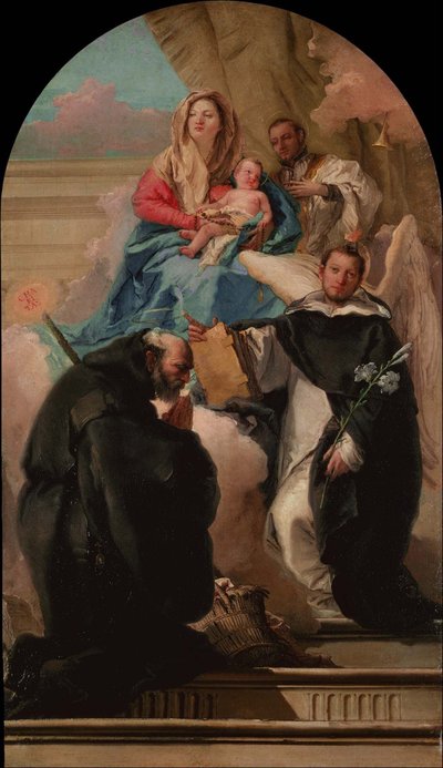 Madonna en Kind met drie heiligen, ca 1760 door Giovanni Domenico Tiepolo