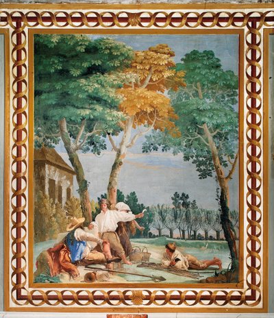 De Rust van de Boeren, uit de Kamer van Rustieke Scènes, in de Foresteria door Giovanni Domenico Tiepolo