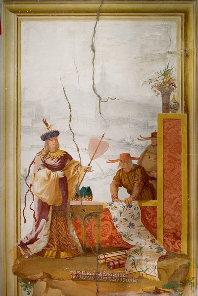 De Textielhandelaar, uit de Chinese Kamer in de Foresteria door Giovanni Domenico Tiepolo