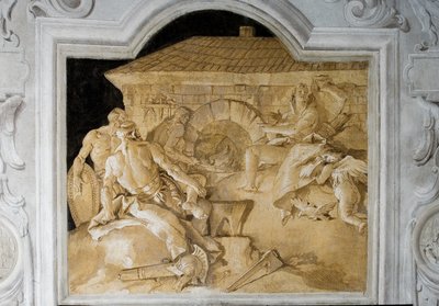 Vulcanus in Zijn Smidse, uit de Kamer van de Aeneis in de Palazzina door Giovanni Domenico Tiepolo