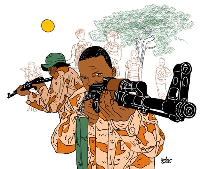 Militair Afrika, 2022 (digitaal) door Gianluca Costantini