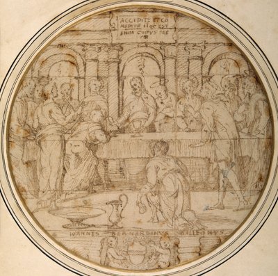De Eucharistie (pen en bruine inkt op papier) door Giannicola di Paolo