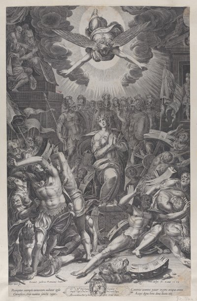 Martelaarschap van Sint-Catharina, naar Bernardino Passari, 1588 door Gijsbert Van Veen